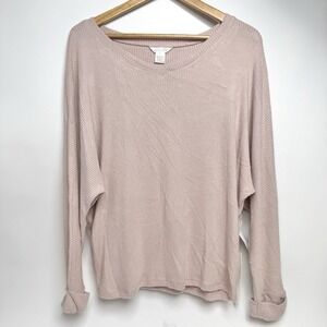 CASLON Women's Sz‎ S Oversized Light Pink Ribbed Long Sleeve Shirt NEW